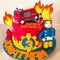 10 PACK Fire Truck Cake Topper, Fire Truck Birthday Party Supplies, Fire Cake Pick Fire Flame Cake Decorations, Paper Cards and Wooden Sticks Fake Campfire, Fire Truck Party Supplies